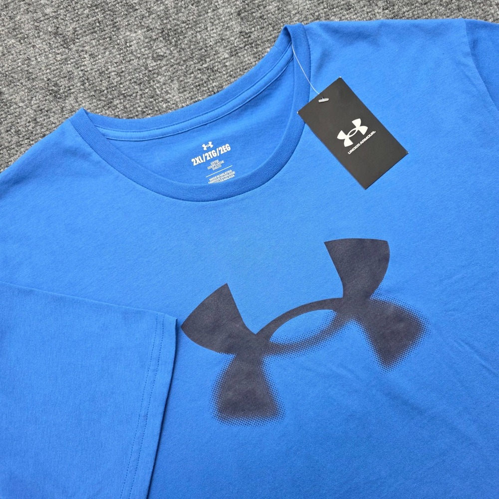 Under Armour Men's 2XL Reflective Big Logo T-Shirt Blue Loose Fit Athletic NWT